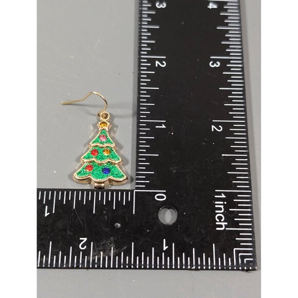 Christmas Tree Glitter Earrings For Pierced Ears By JCM Dangle - Picture 6 of 6